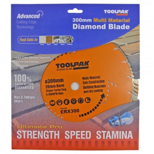 300mm x 20mm Multi-Material Diamond Blade 15mm Turbo Segment
