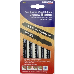 75mm 6tpi Fast Cut Jigsaw Blades Wood Pack of 5