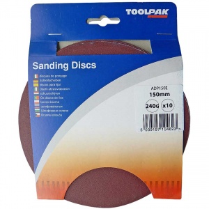 150mm Self Adhesive Sanding Disc 240 Grit Pack of 10