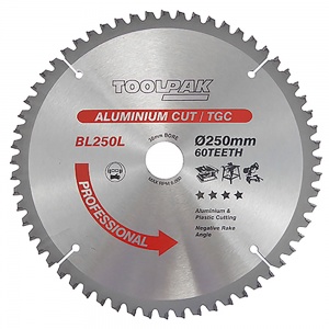 250mm x 30mm x 60T Aluminium TCT Saw Blade