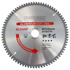 250mm x 30mm x 80T Aluminium TCT Saw Blade