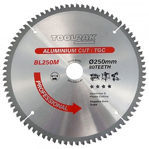 250mm x 30mm x 80T Aluminium TCT Saw Blade