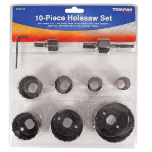 10 Piece Carbon Steel Holesaw Set