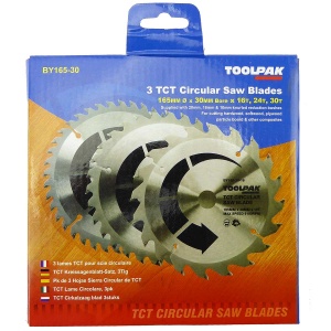 165mm x 30mm TCT Circular Saw Blades Pack of 3