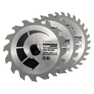 BY190-16 Toolpak 190mm x 16mm Bore x 20/24/40 Tooth 3 Pack Circular Saw Blades 