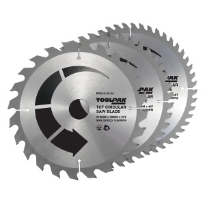 210mm x 30mm TCT Circular Saw Blades Pack of 3