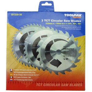 230mm x 30mm TCT Circular Saw Blades Pack of 3