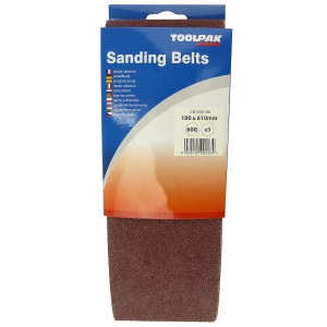 100mm x 610mm Sanding Belt 60 Grit Display Pack of 3