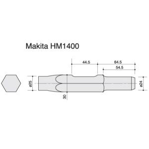 25mm x 410mm Makita HM1400 Series Flat Chisel