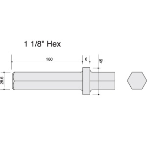 32mm x 610mm Hex Shank 1.1/8'' Flat Chisel