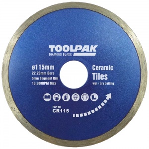 115mm x 22.23mm Tile Diamond Blade 5mm Rim