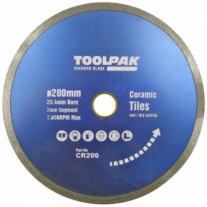 200mm x 25.4mm Tile Diamond Blade 7mm Rim