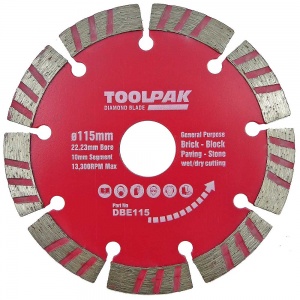 115mm x 22.23mm Diamond Blade 10mm Turbo Segment