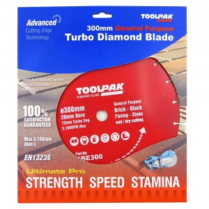 300mm x 20mm Diamond Blade 12mm Turbo Segment