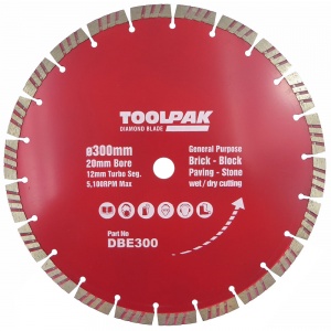 300mm x 20mm Diamond Blade 12mm Turbo Segment