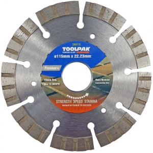 115mm x 22.23mm Multi-Material Diamond Blade 10mm Turbo Segment