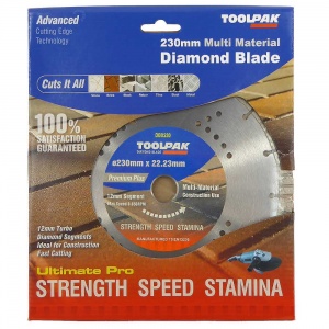 230mm x 22.23mm Multi-Material Diamond Blade 12mm Turbo Segment