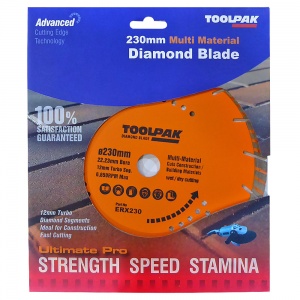 230mm x 22.23mm Multi-Material Diamond Blade 12mm Turbo Segment