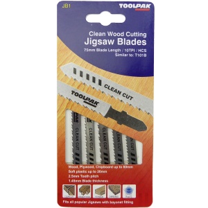 75mm 10tpi Clean Cut Jigsaw Blades Wood Pack of 5