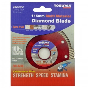 115mm x 22.23mm Multi-Material Diamond Blade 10mm Turbo Rim