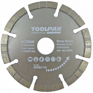 115mm x 22.23mm Mortar Raking Blade 6.4mm Turbo Segment