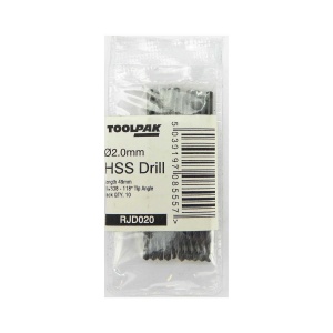 2.0mm x 49mm HSS Roll Forged Jobber Drill Pack of 10