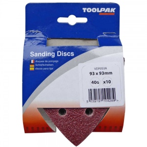 93mm Sanding Triangle 40 Grit Display Pack of 10