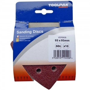 93mm Sanding Triangle 60 Grit Display Pack of 10