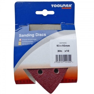 93mm Sanding Triangle 80 Grit Display Pack of 10