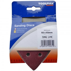 93mm Sanding Triangle 120 Grit Display Pack of 10