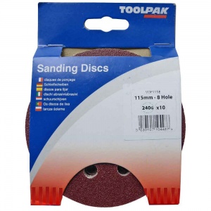 115mm Sanding Disc 240 Grit 8 Hole Display Pack of 10